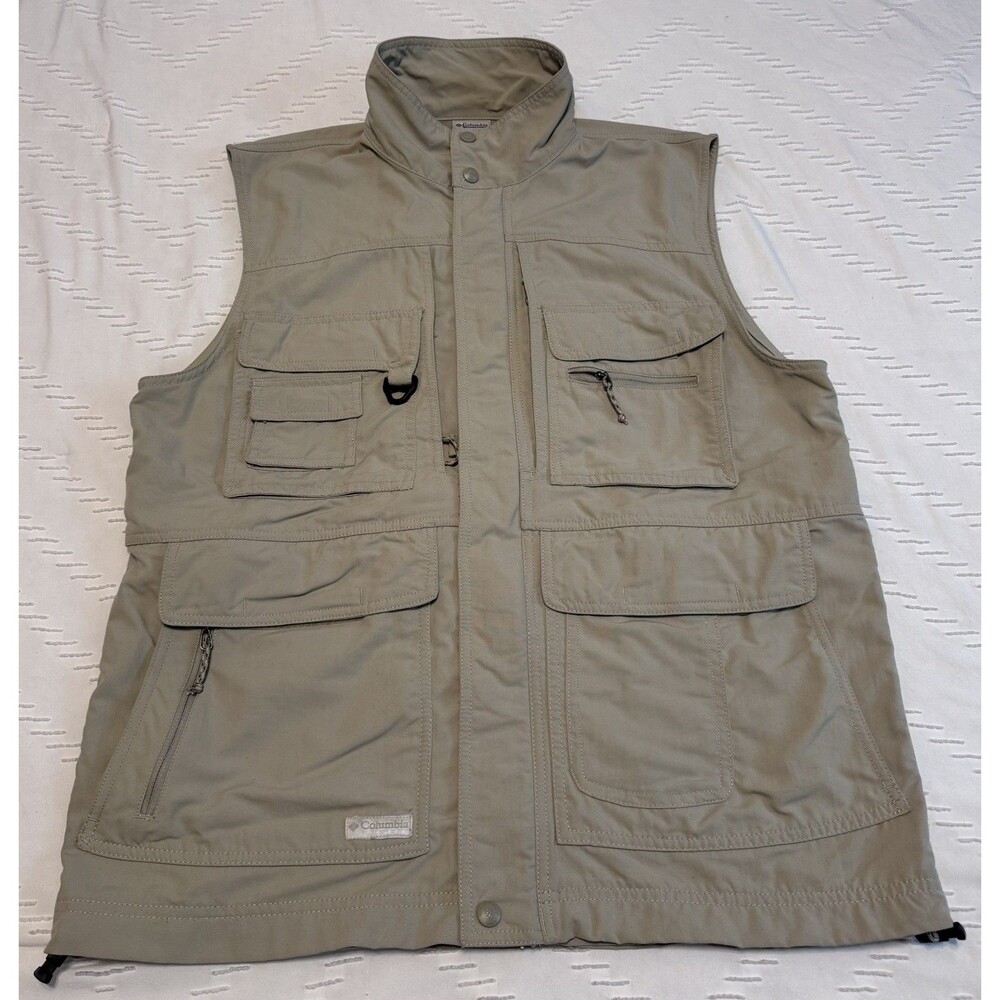 Columbia GRT Tactical Vest Khaki Fishing Hiking Multi Pocket Size M USA Vintage